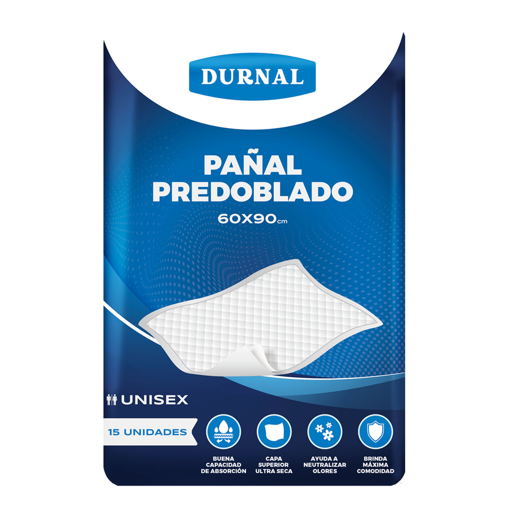 Pañal predoblado Durnal 60x90 cm - 90 piezas