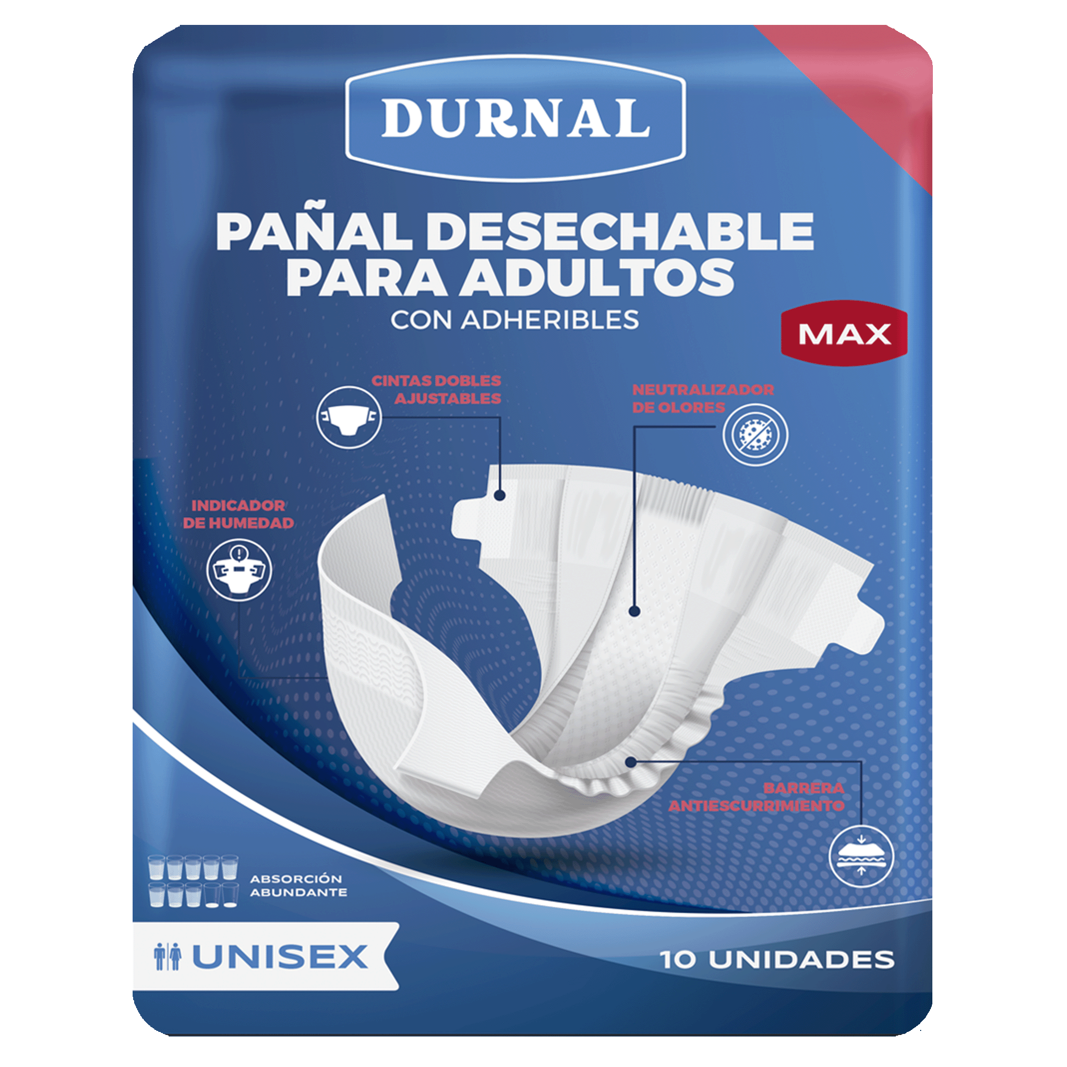 Pañal Unisex Durnal Max - 10 piezas