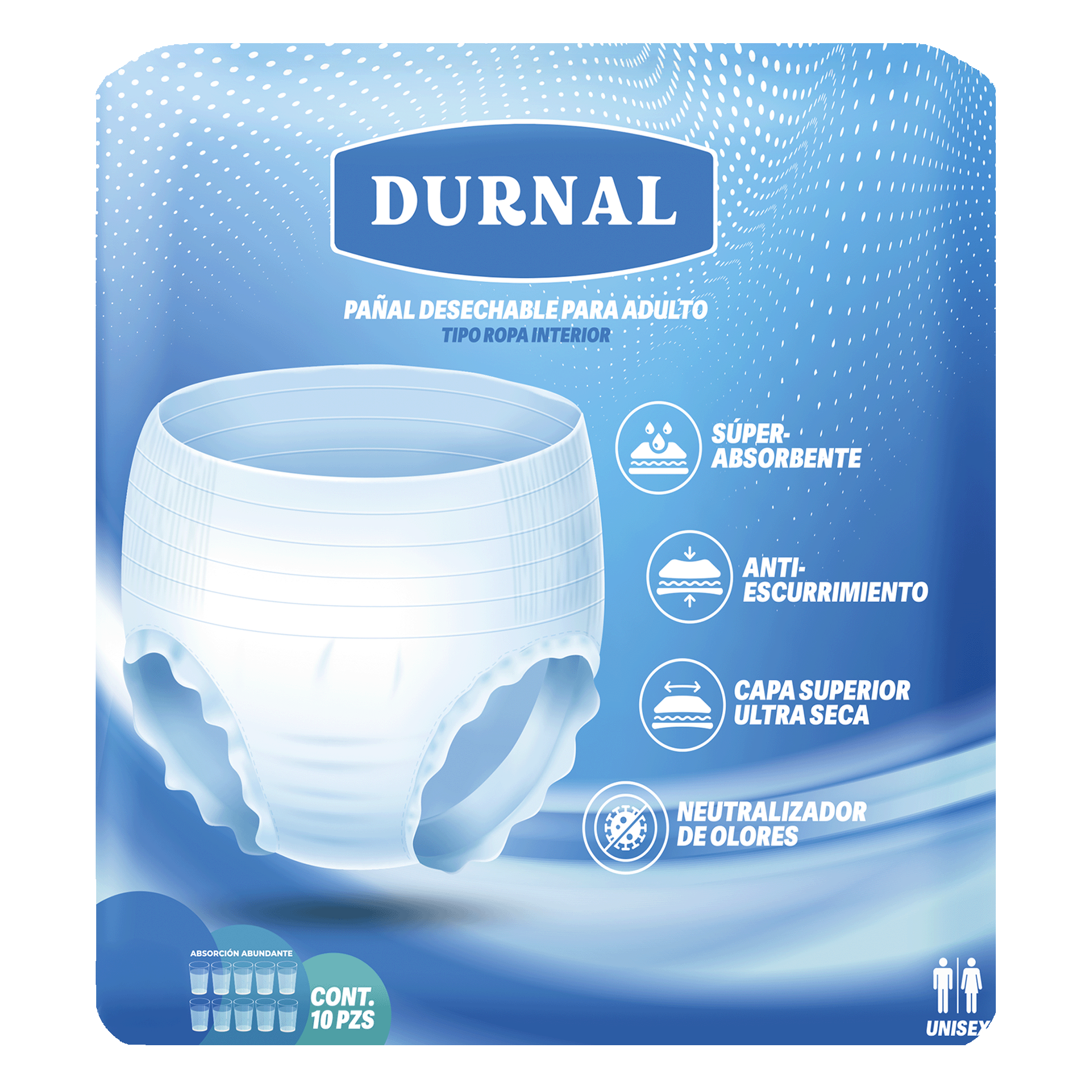 Pañal Ropa Interior Unisex Durnal - 10 piezas