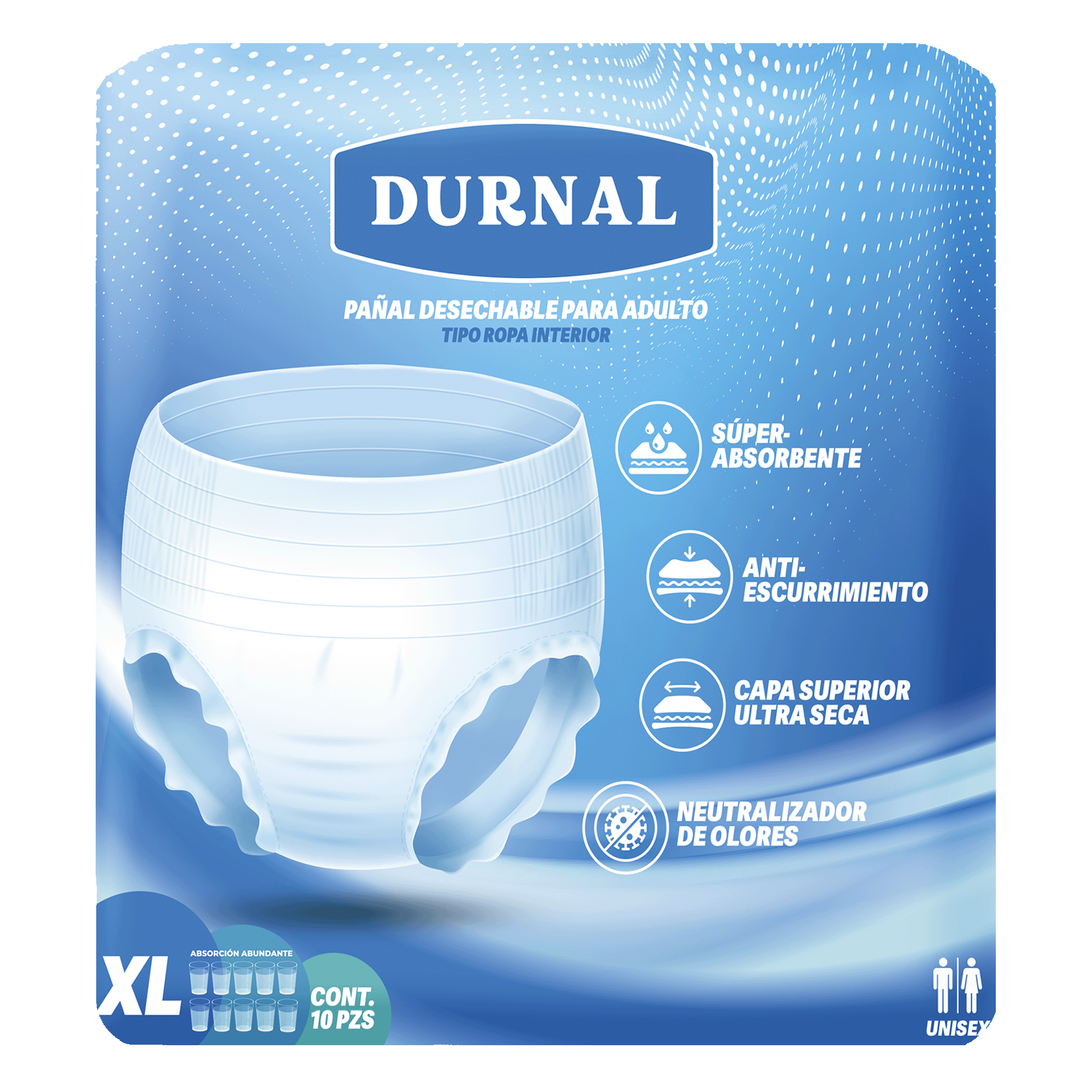 Pañal Ropa Interior Unisex Durnal - 10 piezas