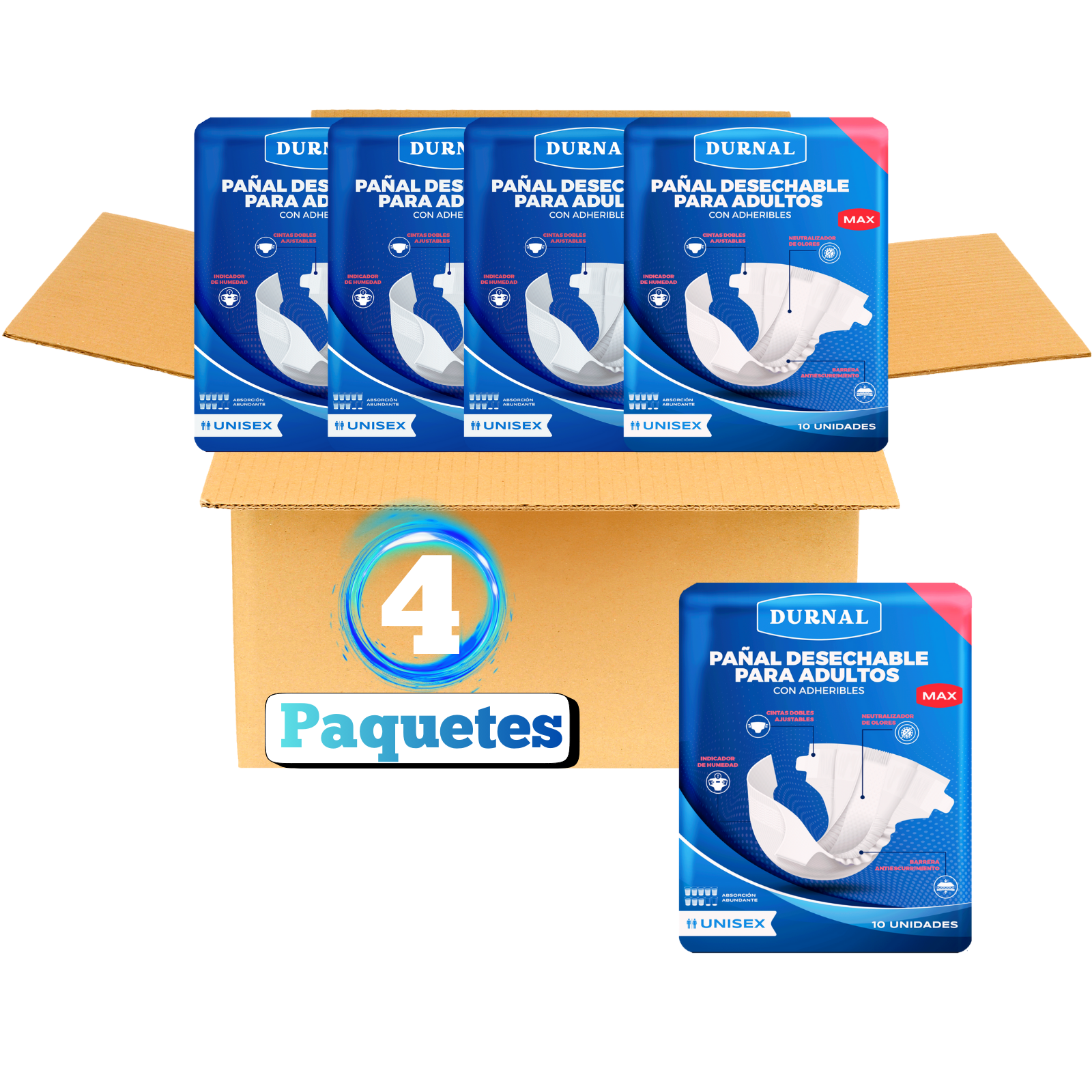 Pañal Unisex Durnal Max - 40 piezas